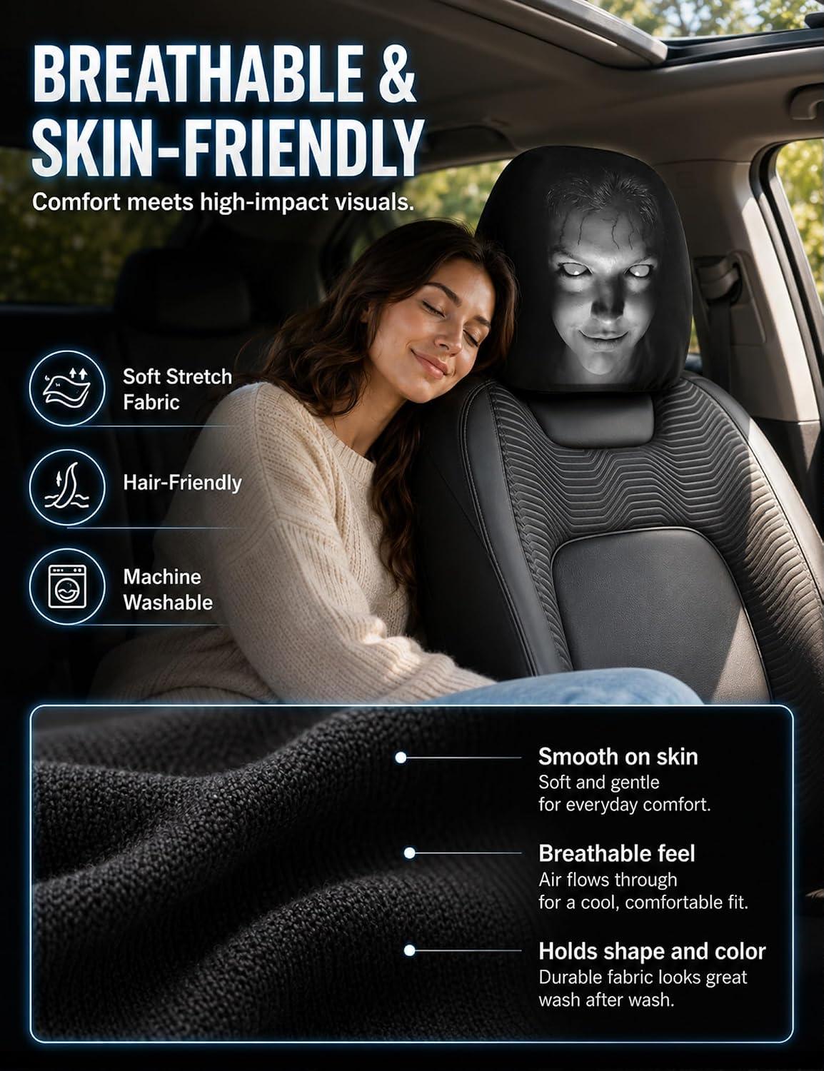 Scary Ghost Headrest Covers