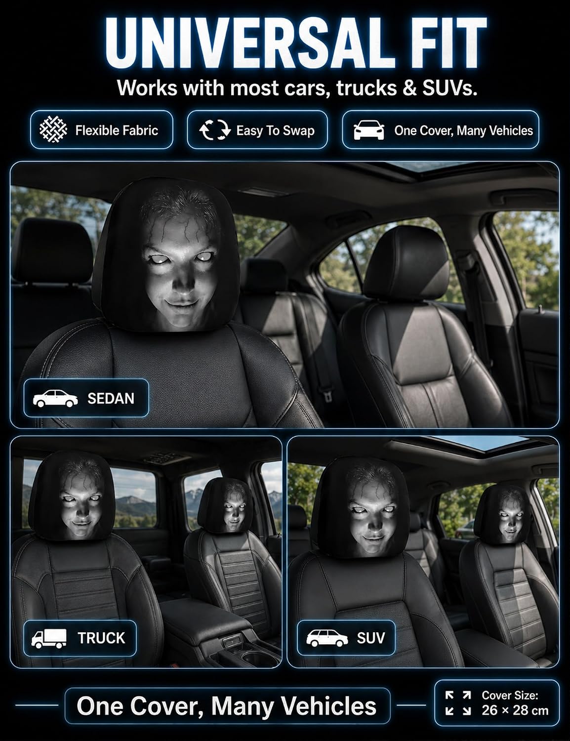 Scary Ghost Headrest Covers